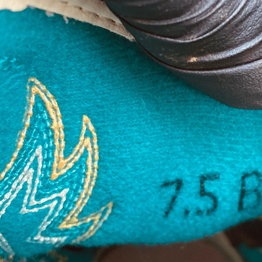 SOLD - different platform Brown and Teal Western Cowboy Boots Fat Baby “Shelia” - Picture 12 of 13